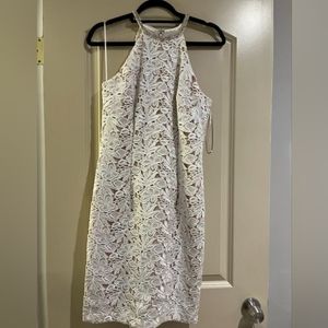 Carmen Marc Valvo dress size 6 with lace and silver beaded detail on the neck.
